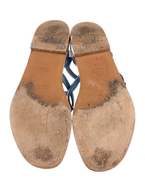 Prada Leather Studded Accents T-Strap Sandals