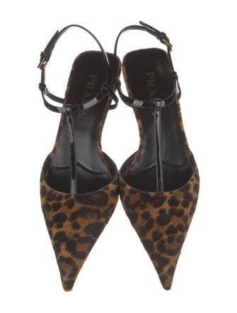 Prada Ponyhair Animal Print Slingback Flats