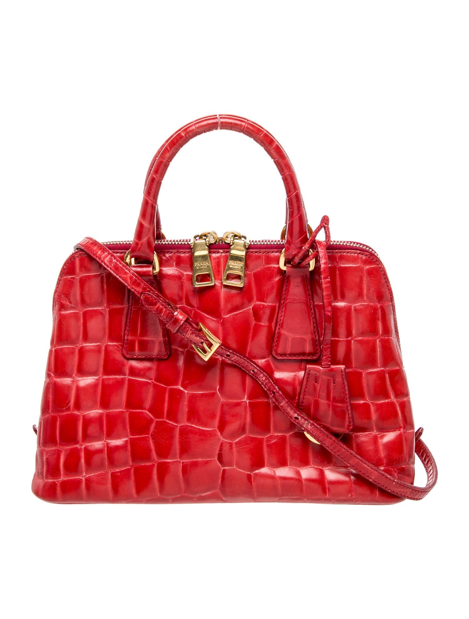 Prada Embossed Leather Top Handle Bag