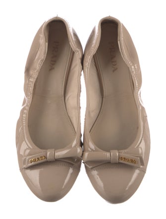 Prada Patent Leather Bow Accents Flats