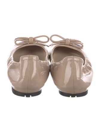 Prada Patent Leather Bow Accents Flats
