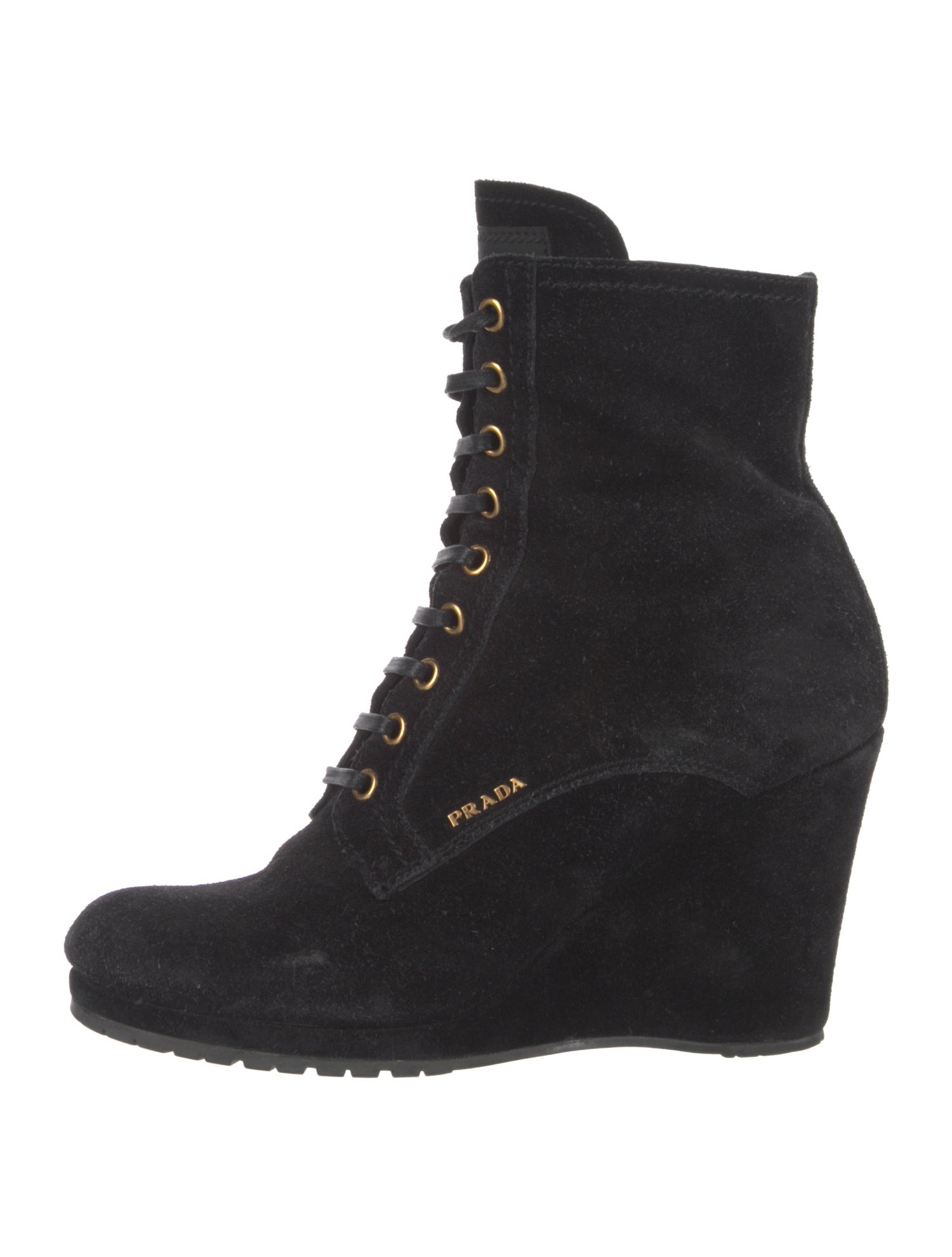 Prada Suede Lace-Up Boots