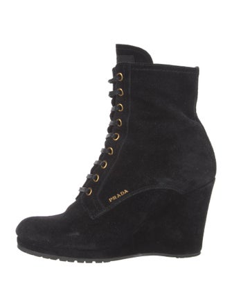 Prada Suede Lace-Up Boots