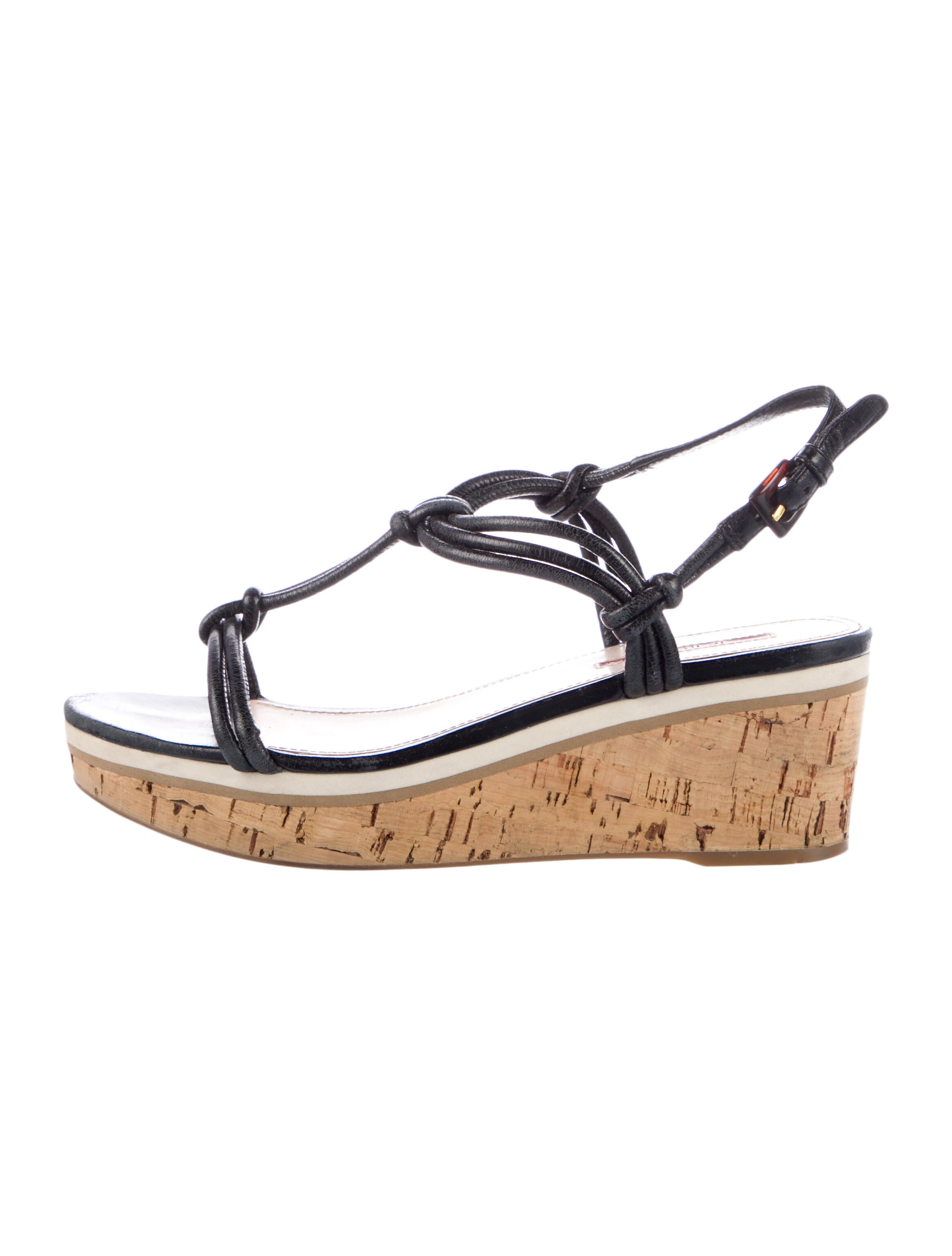 Prada Leather T-Strap Sandals
