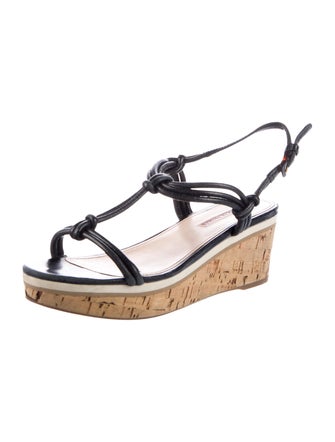 Prada Leather T-Strap Sandals