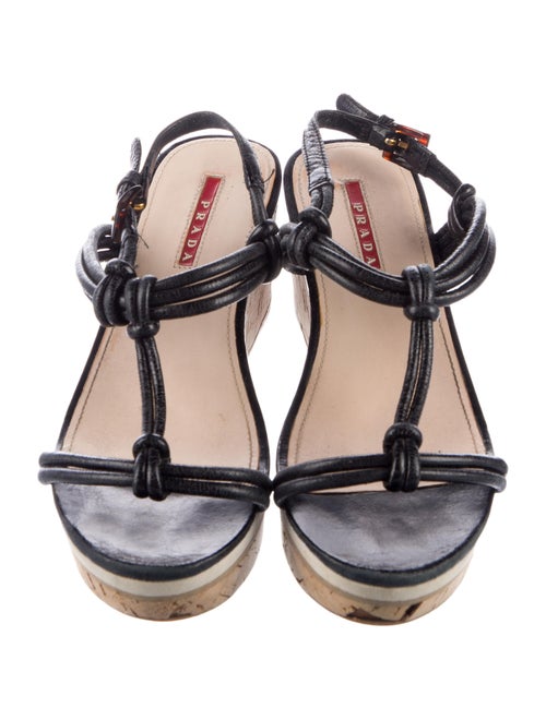 Prada Leather T-Strap Sandals