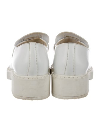 Prada Enameled Metal Triangle Leather Oxfords