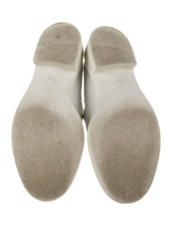 Prada Enameled Metal Triangle Leather Oxfords