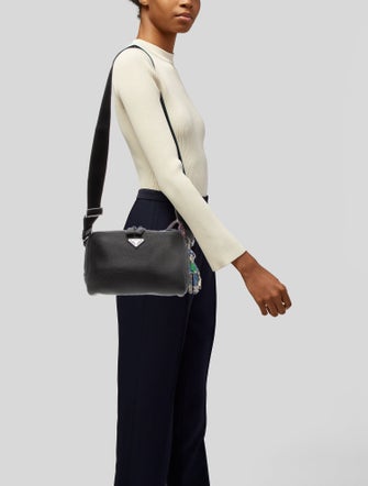 Prada Enameled Metal Triangle Shoulder Bag w/Charms 2024