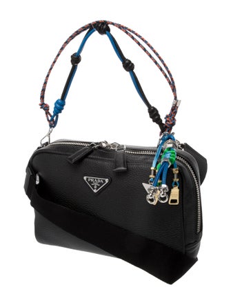 Prada Enameled Metal Triangle Shoulder Bag w/Charms 2024