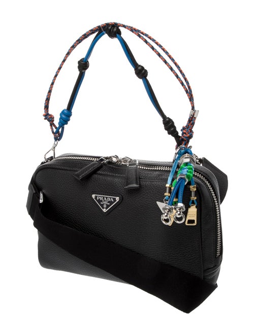 Prada Enameled Metal Triangle Shoulder Bag w/Charms 2024