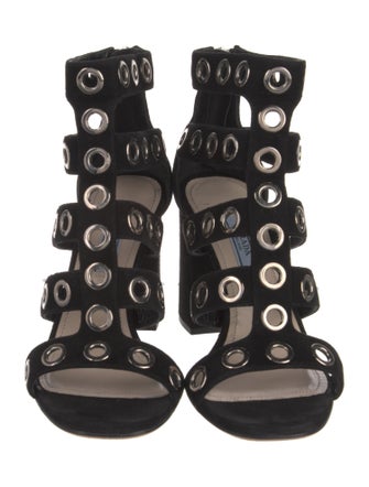 Prada Suede Cutout Accent Gladiator Sandals