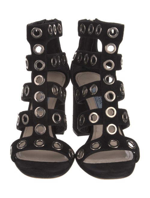 Prada Suede Cutout Accent Gladiator Sandals