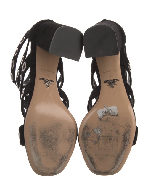 Prada Suede Cutout Accent Gladiator Sandals