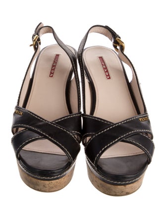Prada Sport Leather Slingback Sandals