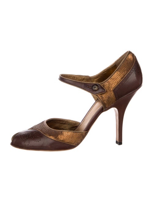 Prada Leather Printed D'Orsay Pumps
