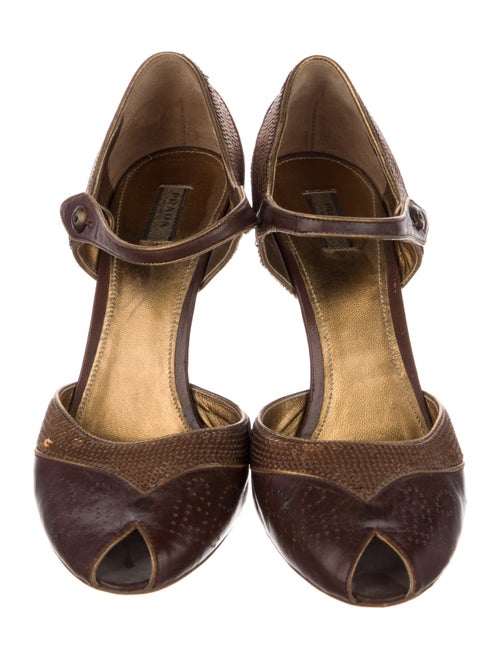 Prada Leather Printed D'Orsay Pumps