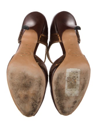 Prada Leather Printed D'Orsay Pumps