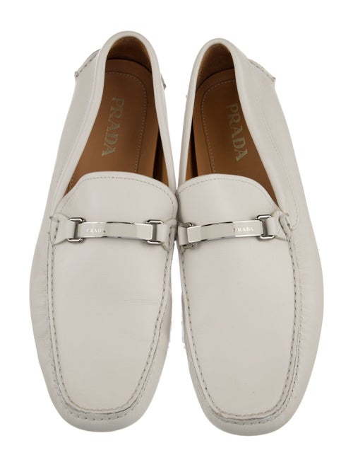 Prada Leather Chain-Link Accents Loafers