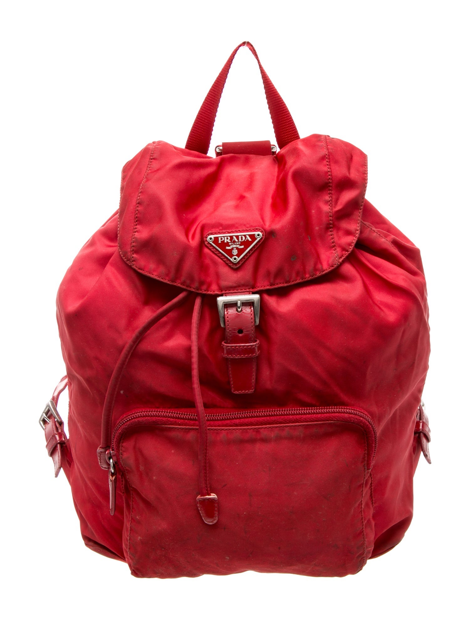 Prada Enameled Metal Triangle Backpack