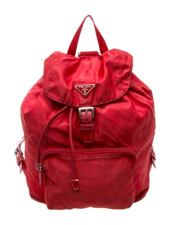 Prada Enameled Metal Triangle Backpack
