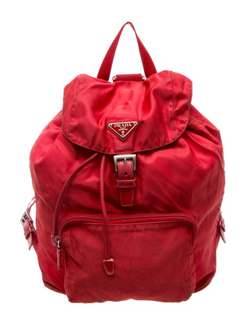 Prada Enameled Metal Triangle Backpack