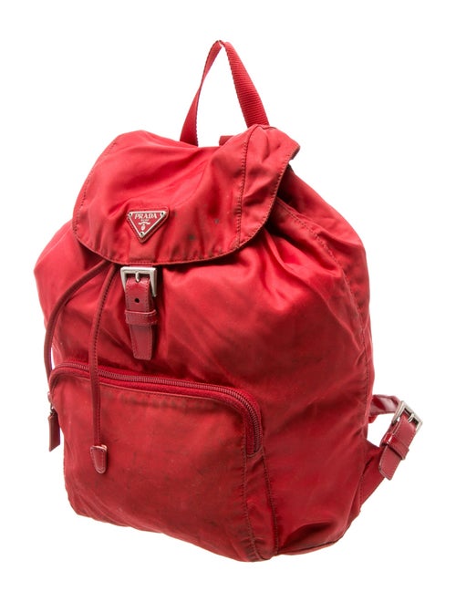 Prada Enameled Metal Triangle Backpack