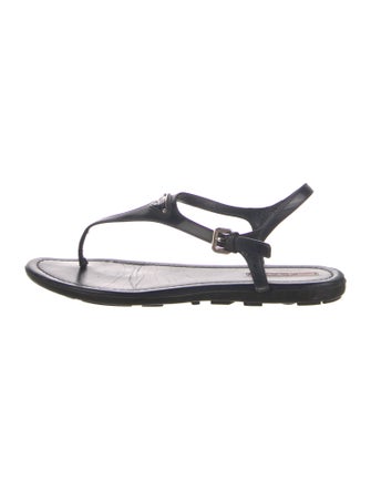 Prada Leather T-Strap Sandals