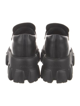 Prada Enameled Metal Triangle Leather Oxfords