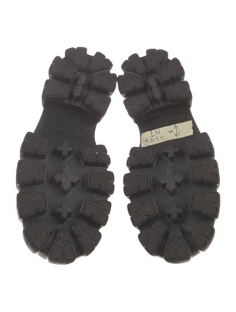 Prada Enameled Metal Triangle Leather Oxfords