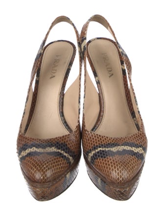 Prada Snakeskin Animal Print Slingback Pumps