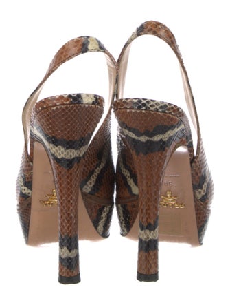 Prada Snakeskin Animal Print Slingback Pumps