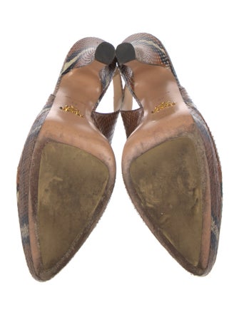 Prada Snakeskin Animal Print Slingback Pumps