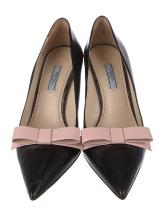 Prada Patent Leather Bow Accents Pumps