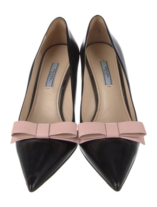 Prada Patent Leather Bow Accents Pumps