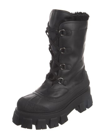 Prada Pull Up Winter Leather Lace-Up Boots