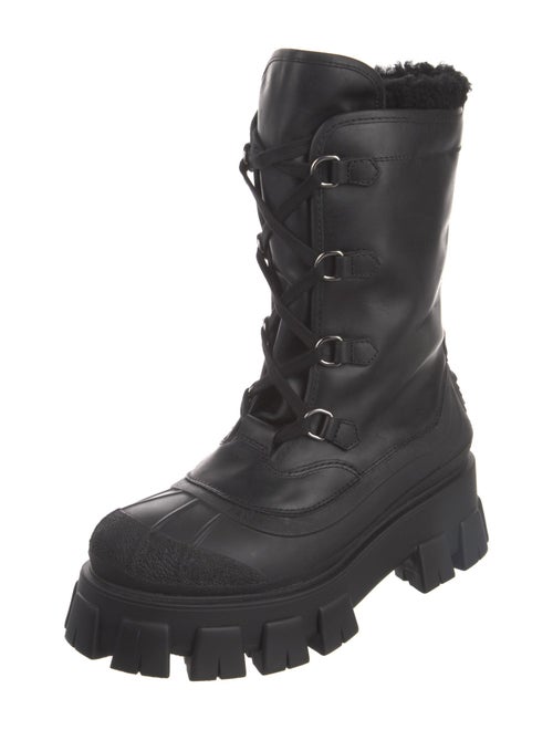 Prada Pull Up Winter Leather Lace-Up Boots