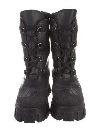 Prada Pull Up Winter Leather Lace-Up Boots