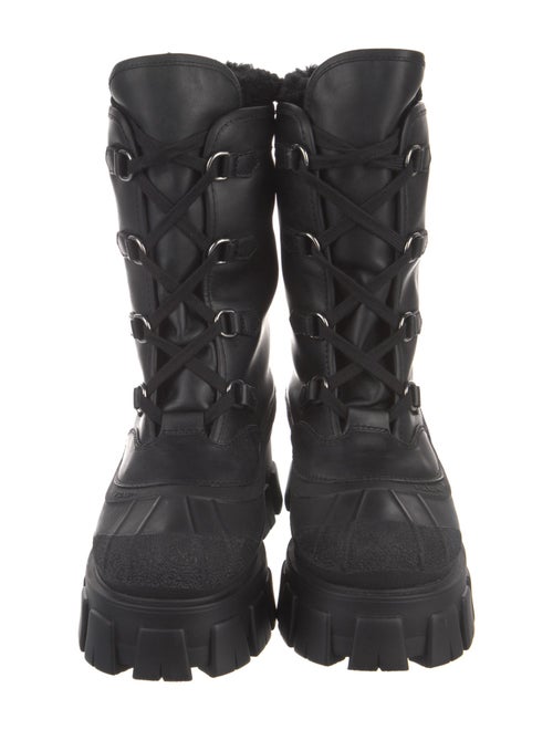 Prada Pull Up Winter Leather Lace-Up Boots