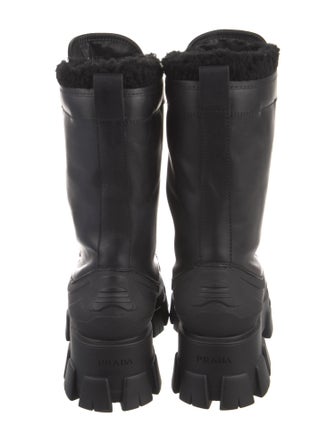 Prada Pull Up Winter Leather Lace-Up Boots