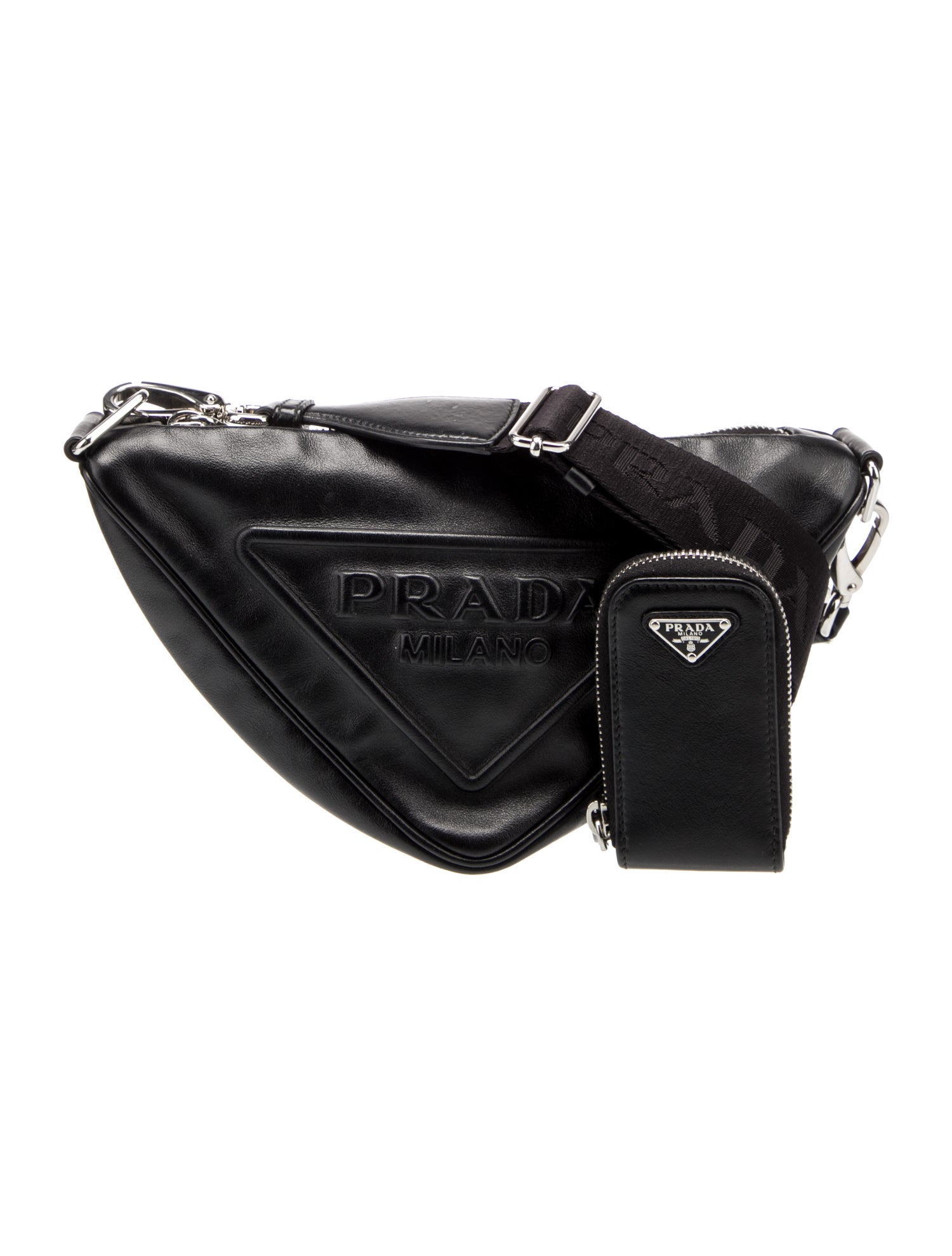 Prada Enameled Metal Triangle Triangle