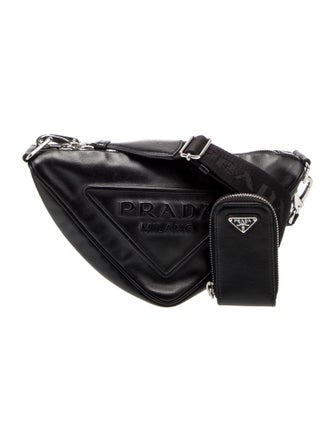 Prada Enameled Metal Triangle Triangle