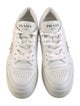 Prada Enameled Metal Triangle Leather Sneakers