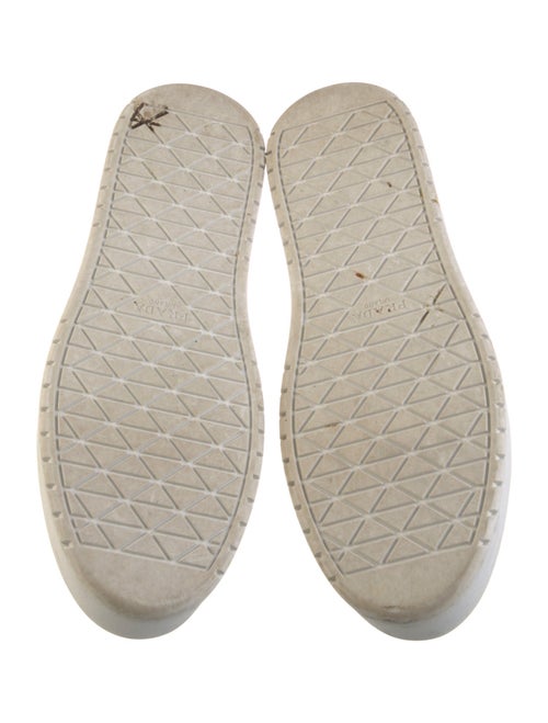 Prada Enameled Metal Triangle Leather Sneakers