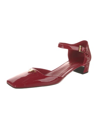Prada Enameled Metal Triangle Patent Leather D'Orsay Pumps