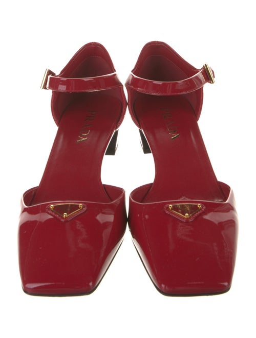Prada Enameled Metal Triangle Patent Leather D'Orsay Pumps