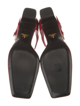 Prada Enameled Metal Triangle Patent Leather D'Orsay Pumps