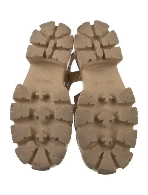 Prada Enameled Metal Triangle Raffia Slingback Sandals