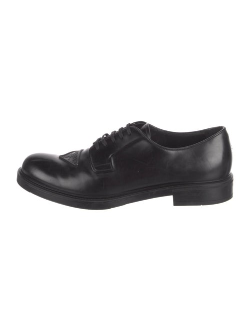 Prada Enameled Metal Triangle Leather Oxfords