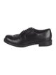 Prada Enameled Metal Triangle Leather Oxfords